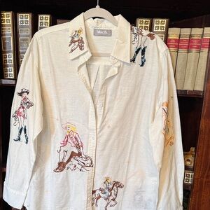 Blue b. New. Embroidered Western Shirt large /xl